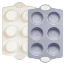 Ceramic nonstick jumbo muffin and cupcake pan with six large cups, cream
