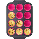 12 Cup Silicone Muffin Pan with Metal Frame
