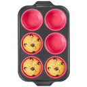6 Cup Jumbo Silicone Muffin Pan with Metal Frame