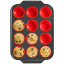 12 Cup Silicone Muffin Pan with Metal Frame