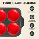 6 Cup Jumbo Silicone Muffin Pan with Metal Frame