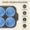 6 Cup Jumbo Silicone Muffin Pan with Metal Frame