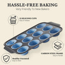 12 Cup Silicone Muffin Pan with Metal Frame