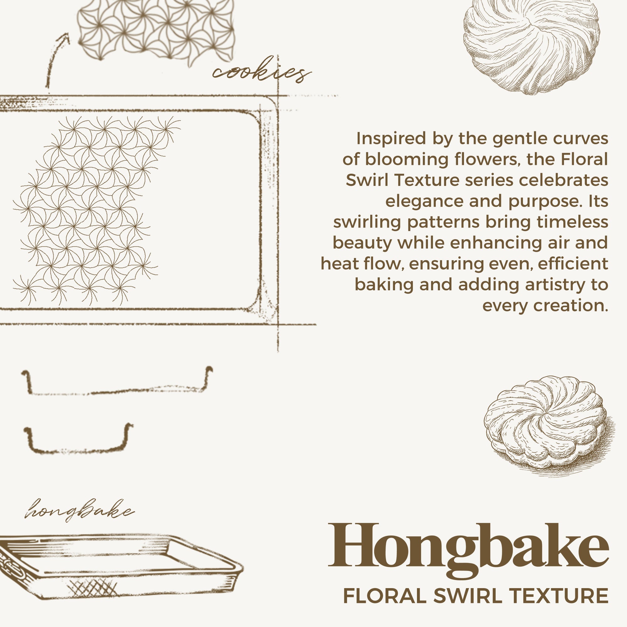 Floral Swirl Texture Nonstick Baking Sheet Set (3-Piece)