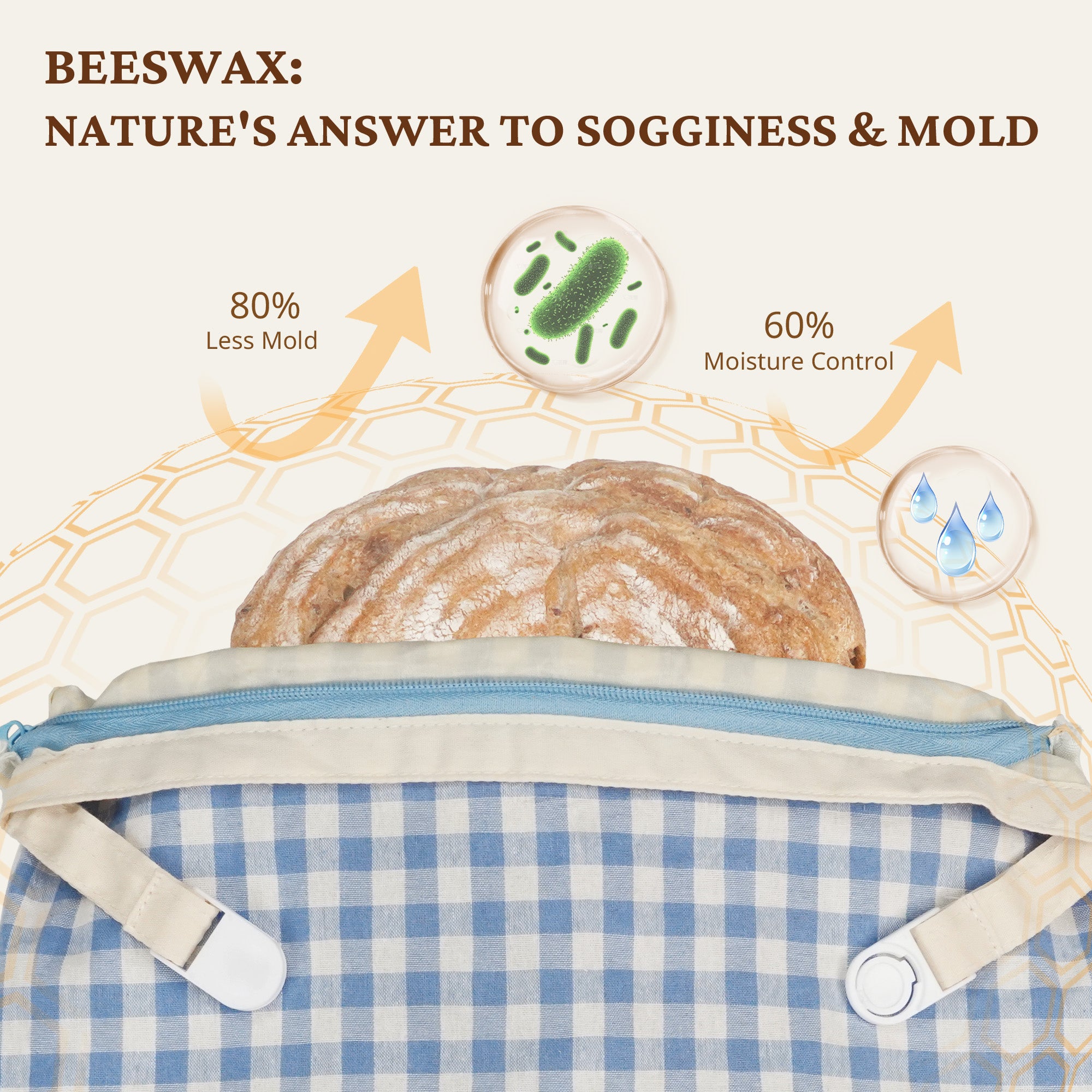 Organic Linen & Beeswax Bread Bag with Zipper (2-Pack)
