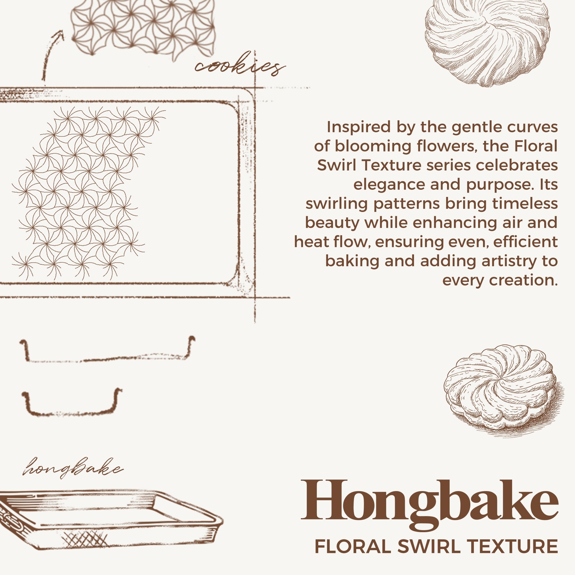Floral Swirl Texture Nonstick Baking Sheet Set (3-Piece)