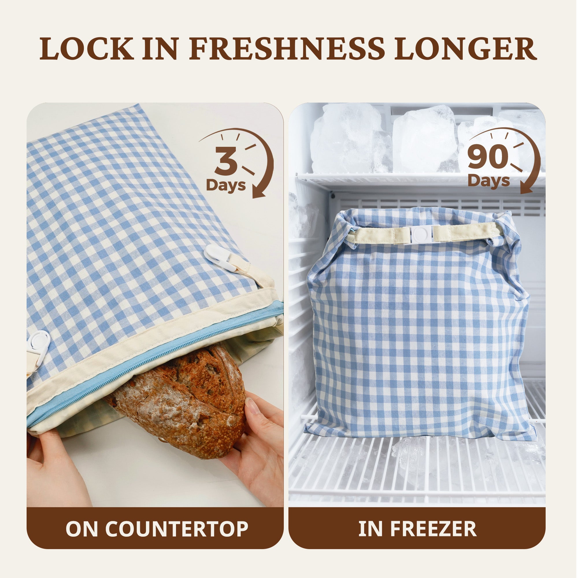 Organic Linen & Beeswax Bread Bag with Zipper (2-Pack)