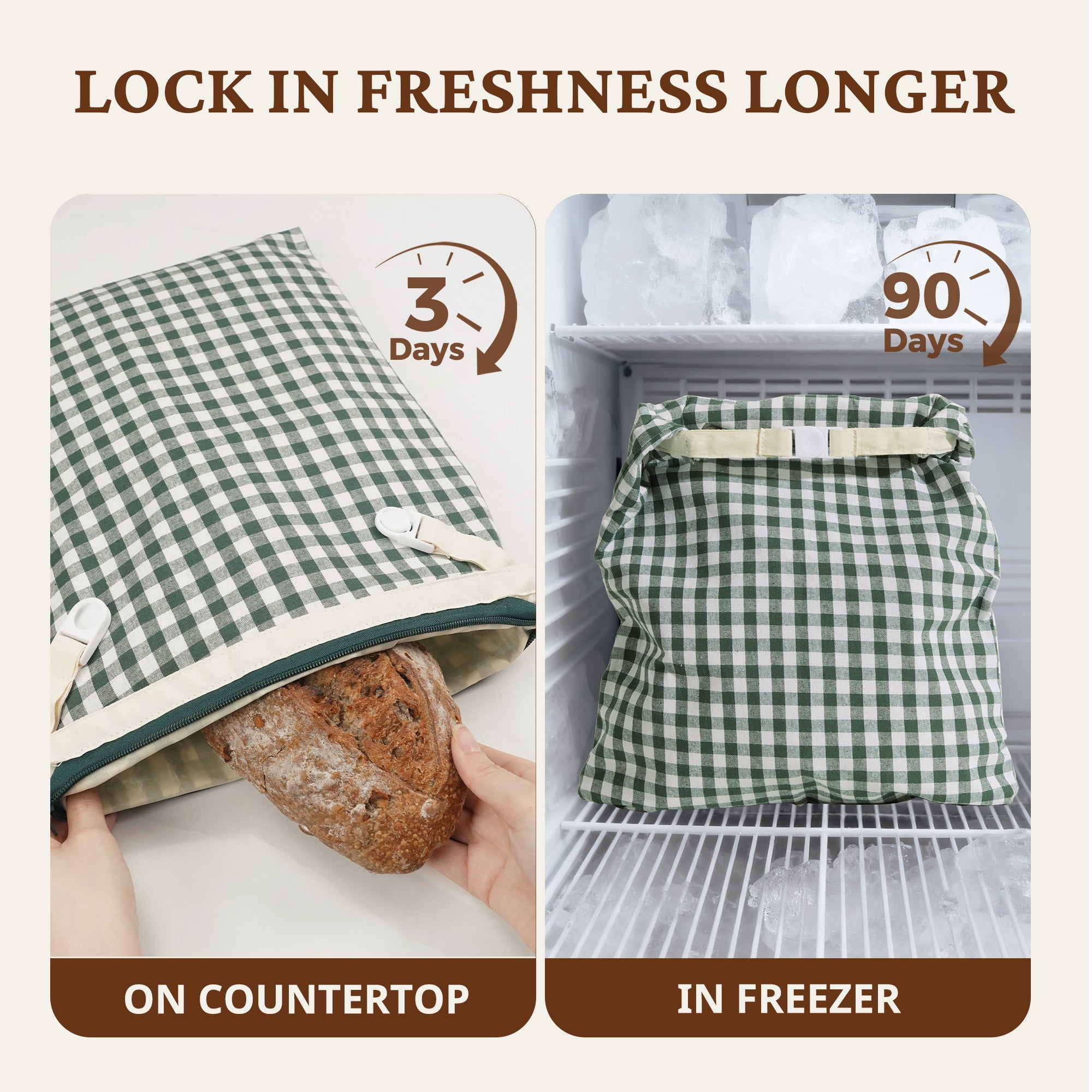 Organic Linen & Beeswax Bread Bag with Zipper (2-Pack)