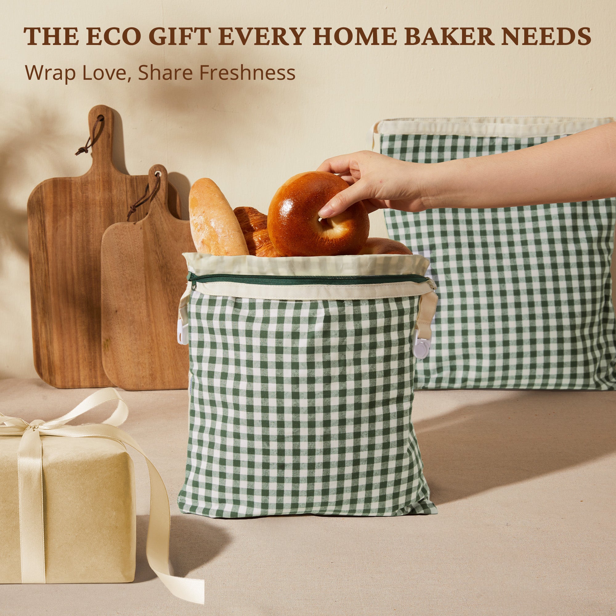 Organic Linen & Beeswax Bread Bag with Zipper (2-Pack)