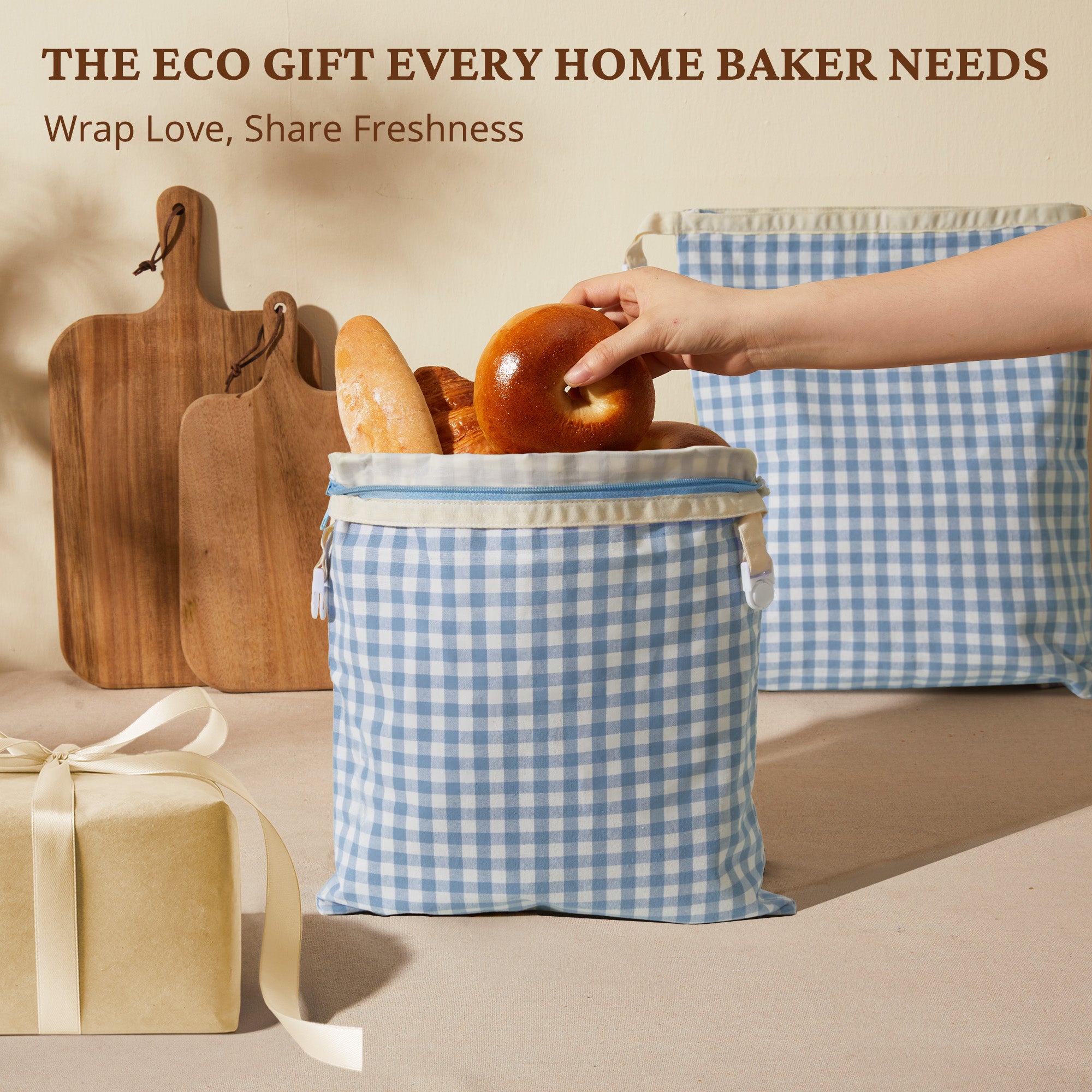 Organic Linen & Beeswax Bread Bag with Zipper (2-Pack)