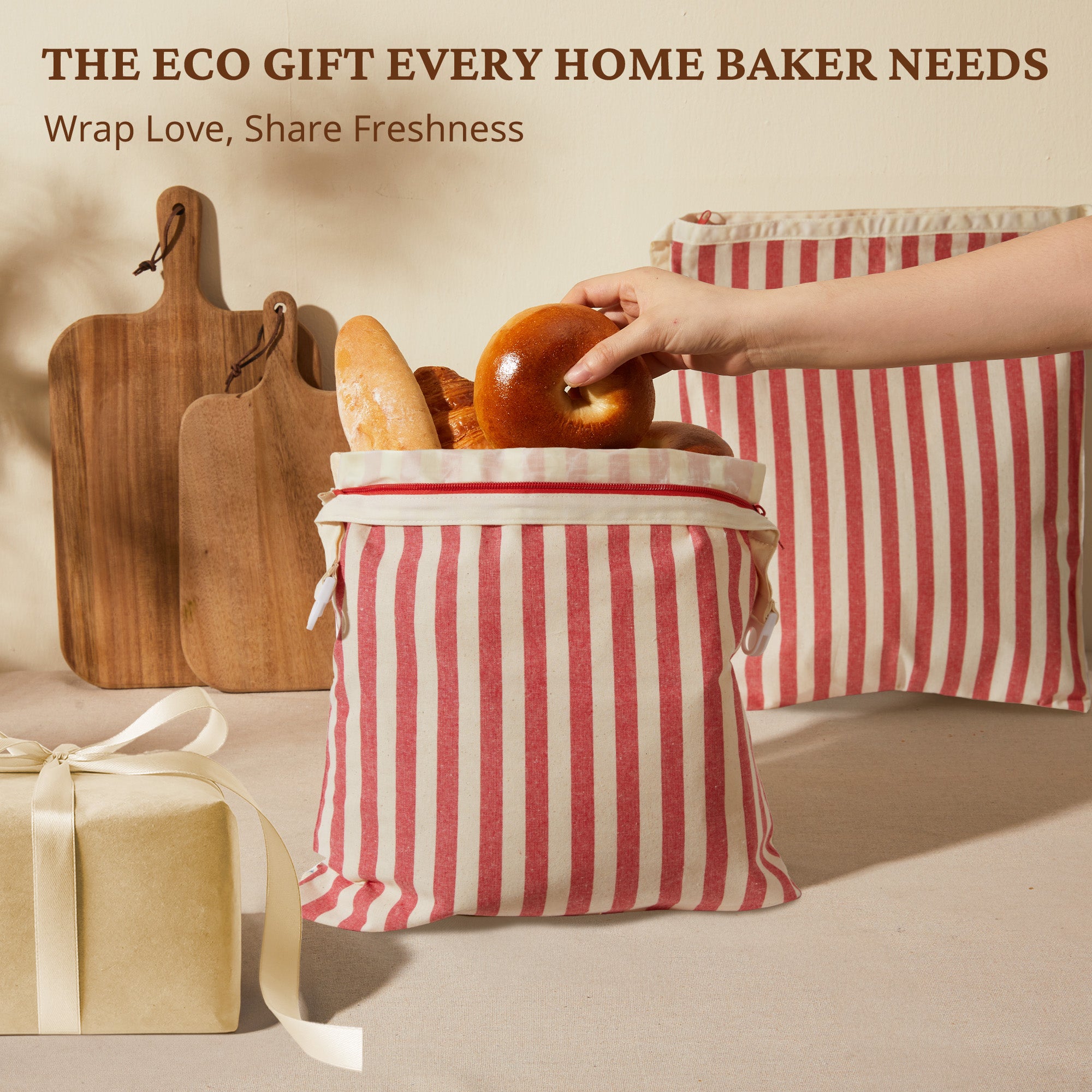 Organic Linen & Beeswax Bread Bag with Zipper (2-Pack)