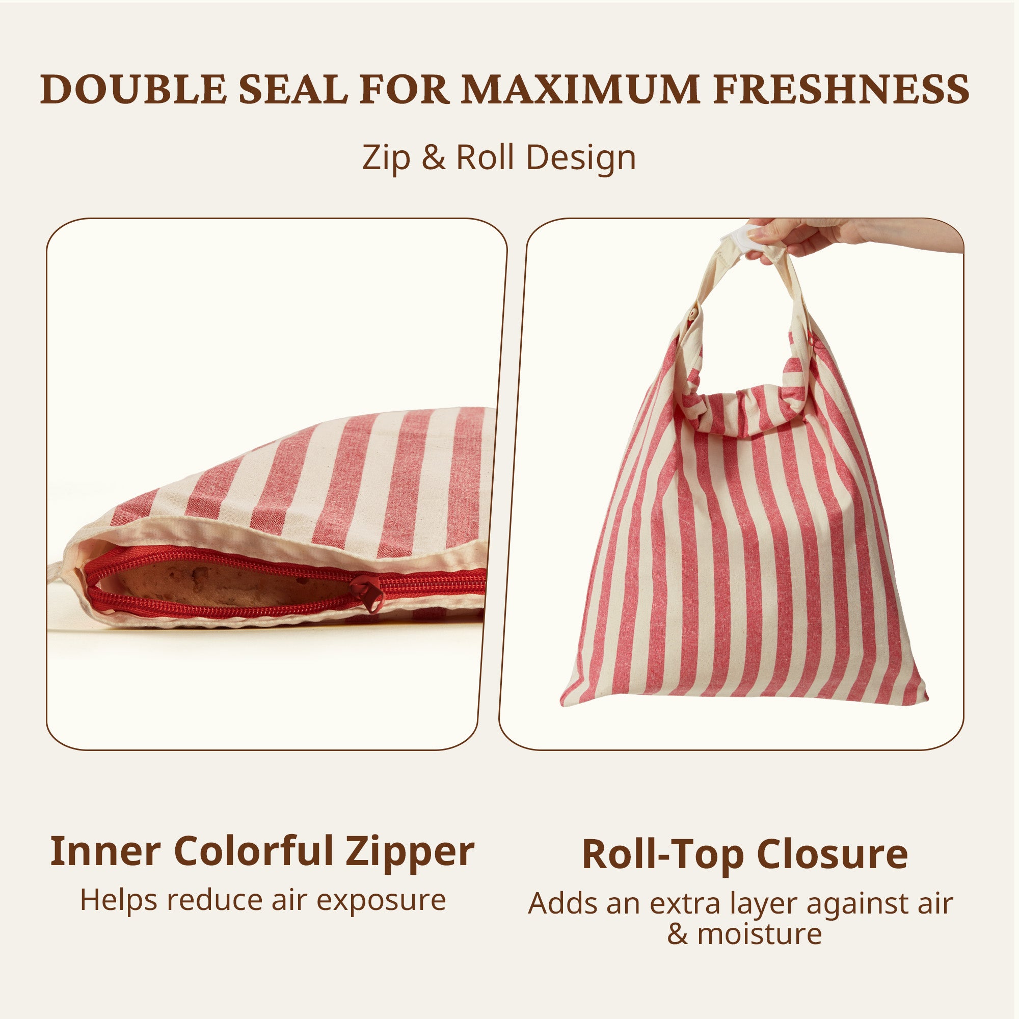 Organic Linen & Beeswax Bread Bag with Zipper (2-Pack)