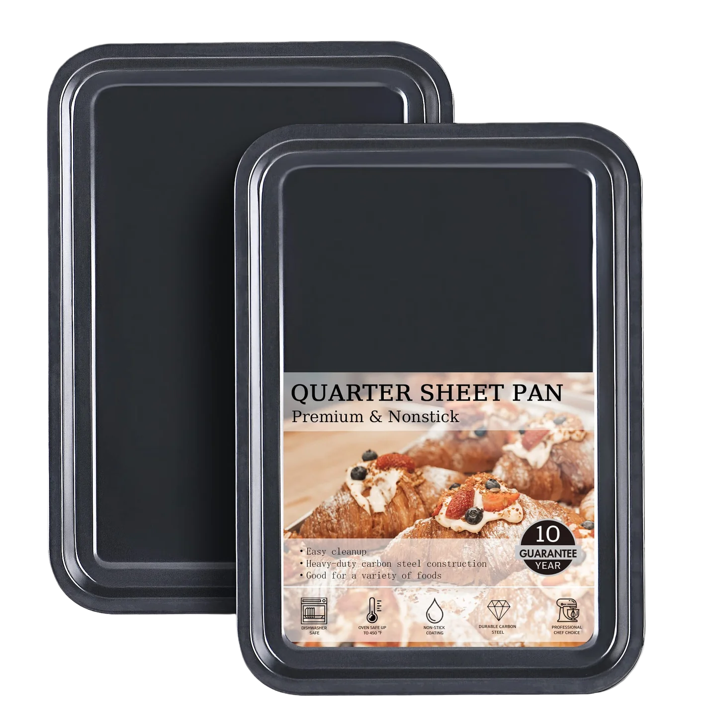 Quarter Sheet Pan with Wider Grips, 13.8 x 9.8 (2-Pack)