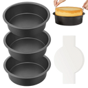 Round Cake Pan with Wider Grips (3-Pack), 8 Inch with 100 Parchment Papers