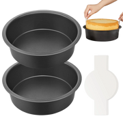 Nonstick Round Cake Pan, 8-Inch (2-Pack) with Parchment Sling (60-Pack)
