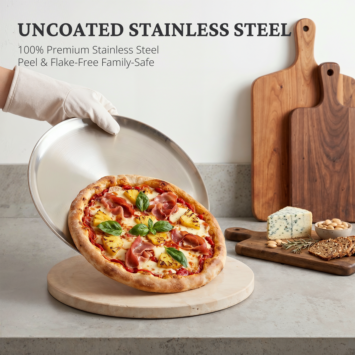 Stainless Steel Pizza Pan with Cutter (2-Pack)