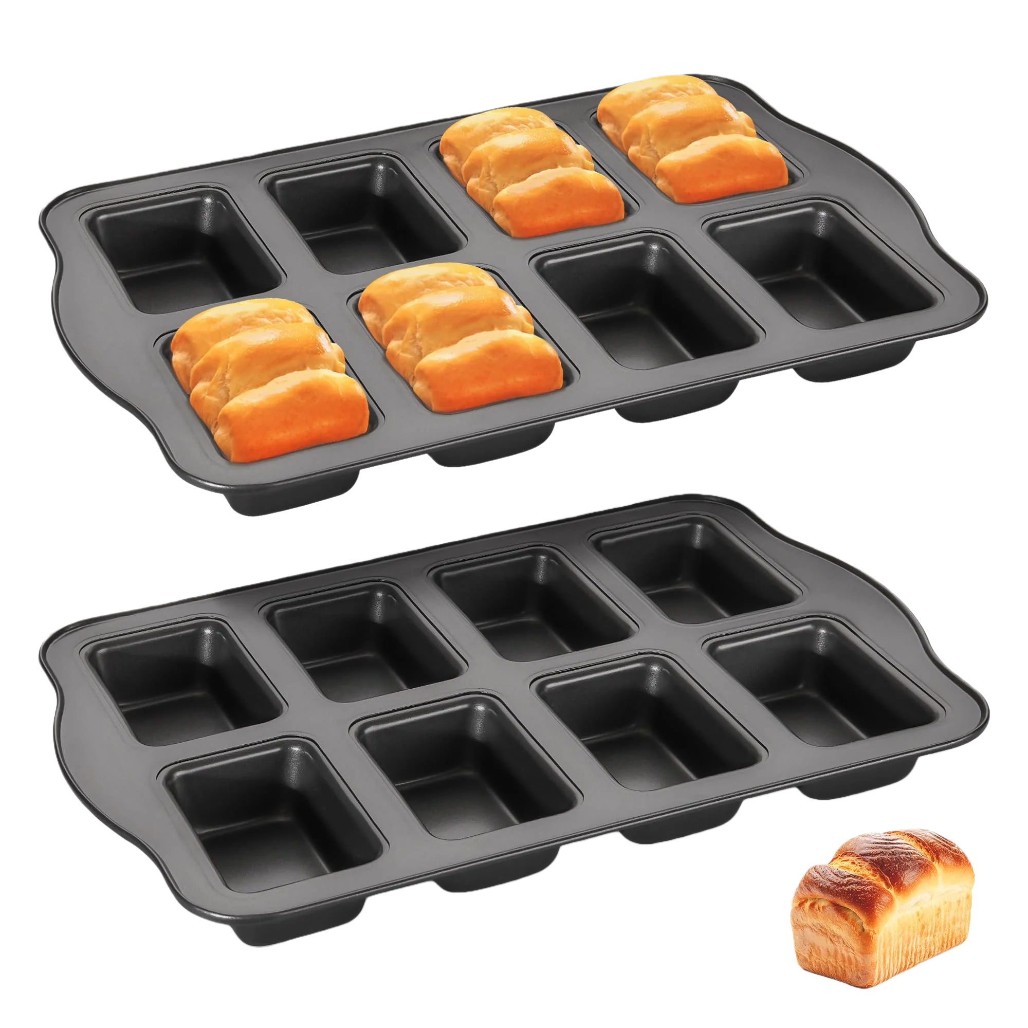 Nonstick Mini Loaf Pan, 8-Cavity (2-Pack)