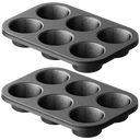 Cast Iron Muffin Pan, Pre-Seasoned 6-Cup (2-Pack)