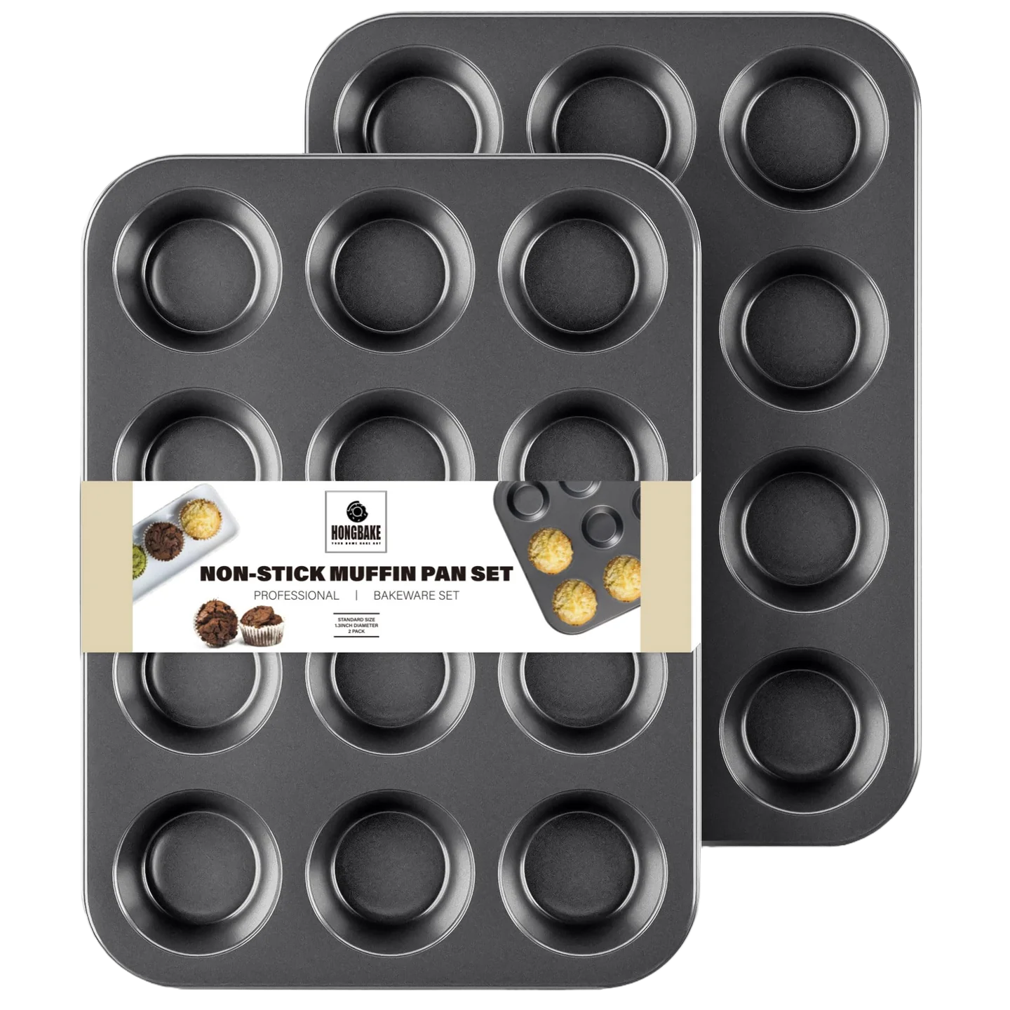 Muffin Pan, 12-Cup Standard Size (2-Pack)