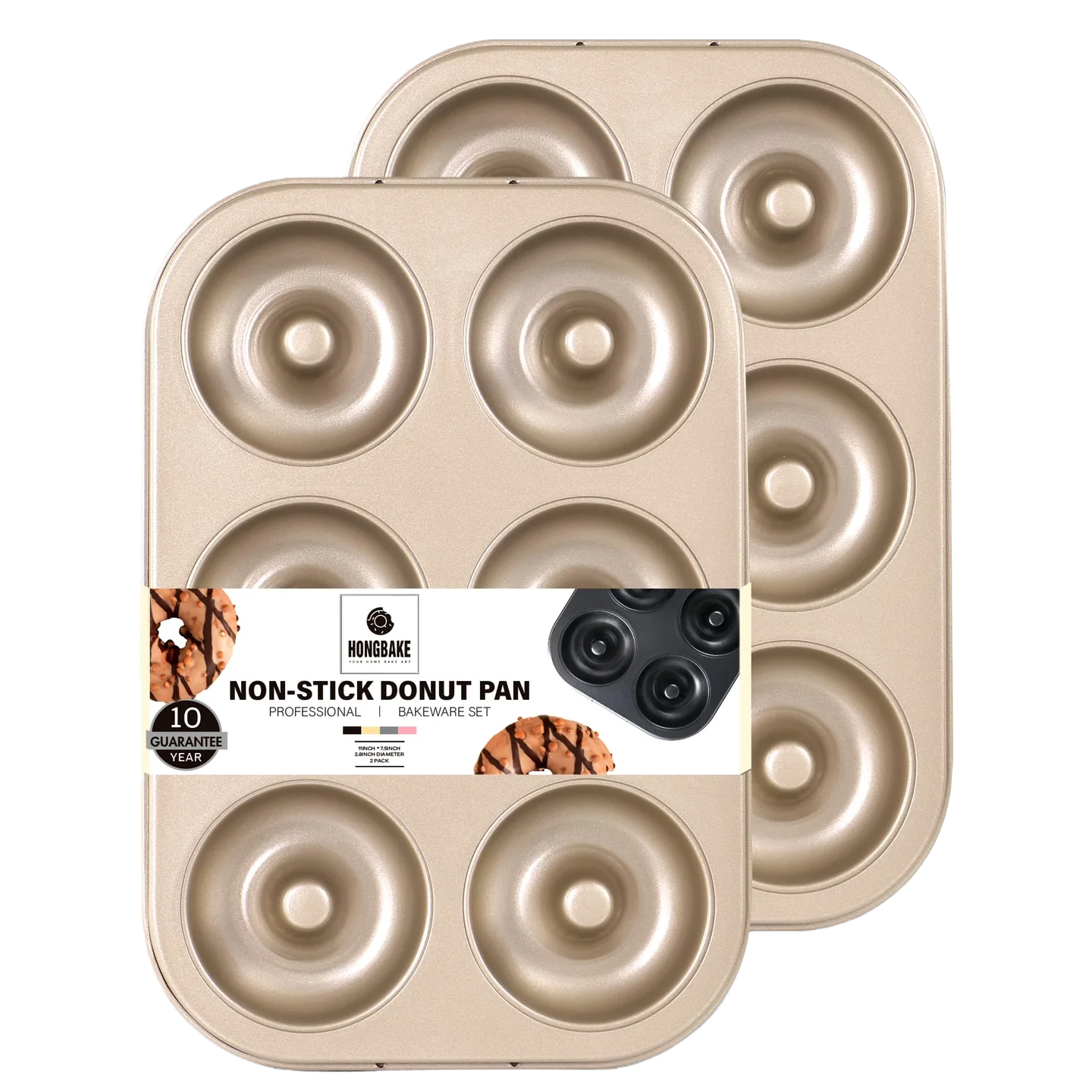 Donut Pan, Upgraded Deepened 6-Cavity (2-Pack)
