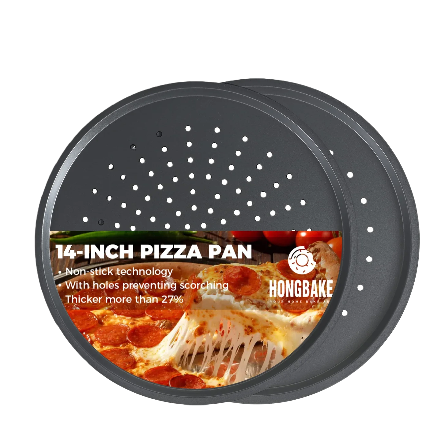 Perforated Nonstick Pizza Pan, 14-Inch (2-Pack)