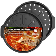 Perforated Nonstick Pizza Pan with Wider Grips, 12.2-Inch (2-Pack)