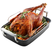 Nonstick Roasting Pan with Rack, 18.7 × 13.6