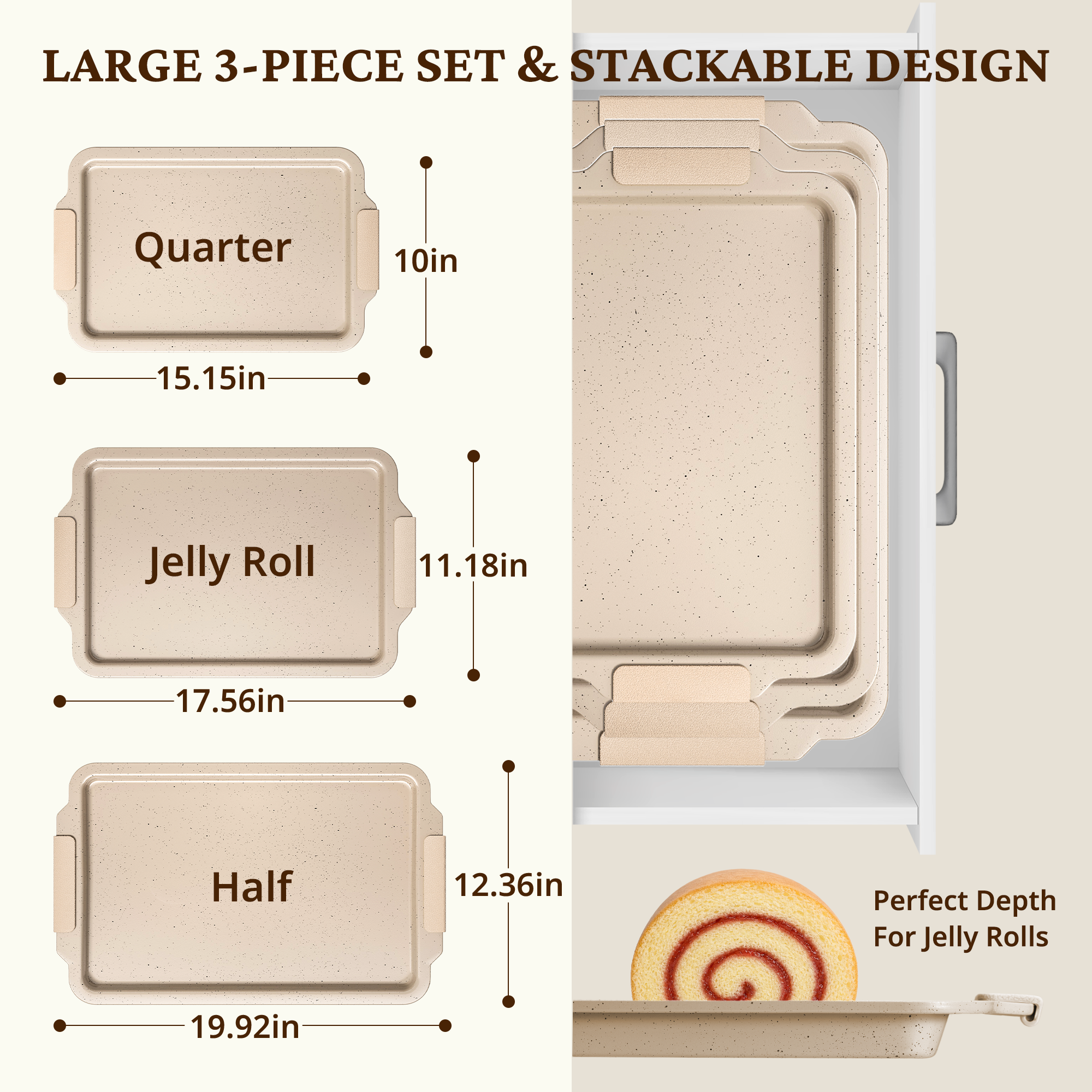 Ceramic Nonstick Aluminized Steel Baking Sheet Set (3-Piece)