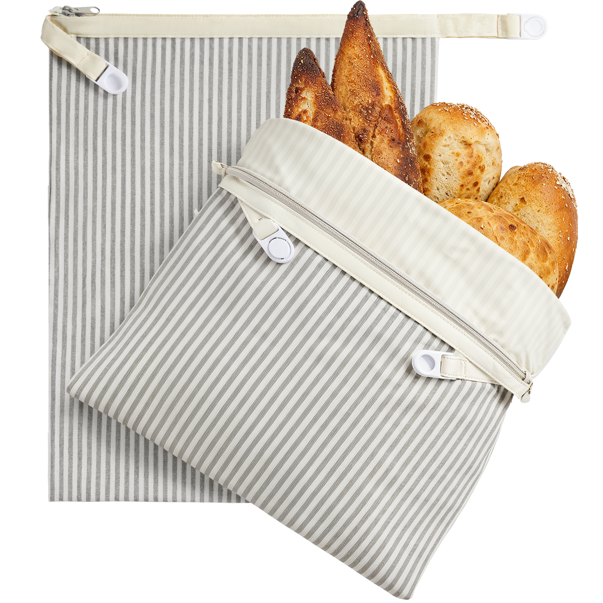 Organic Linen & Beeswax Bread Bag with Zipper (2-Pack)