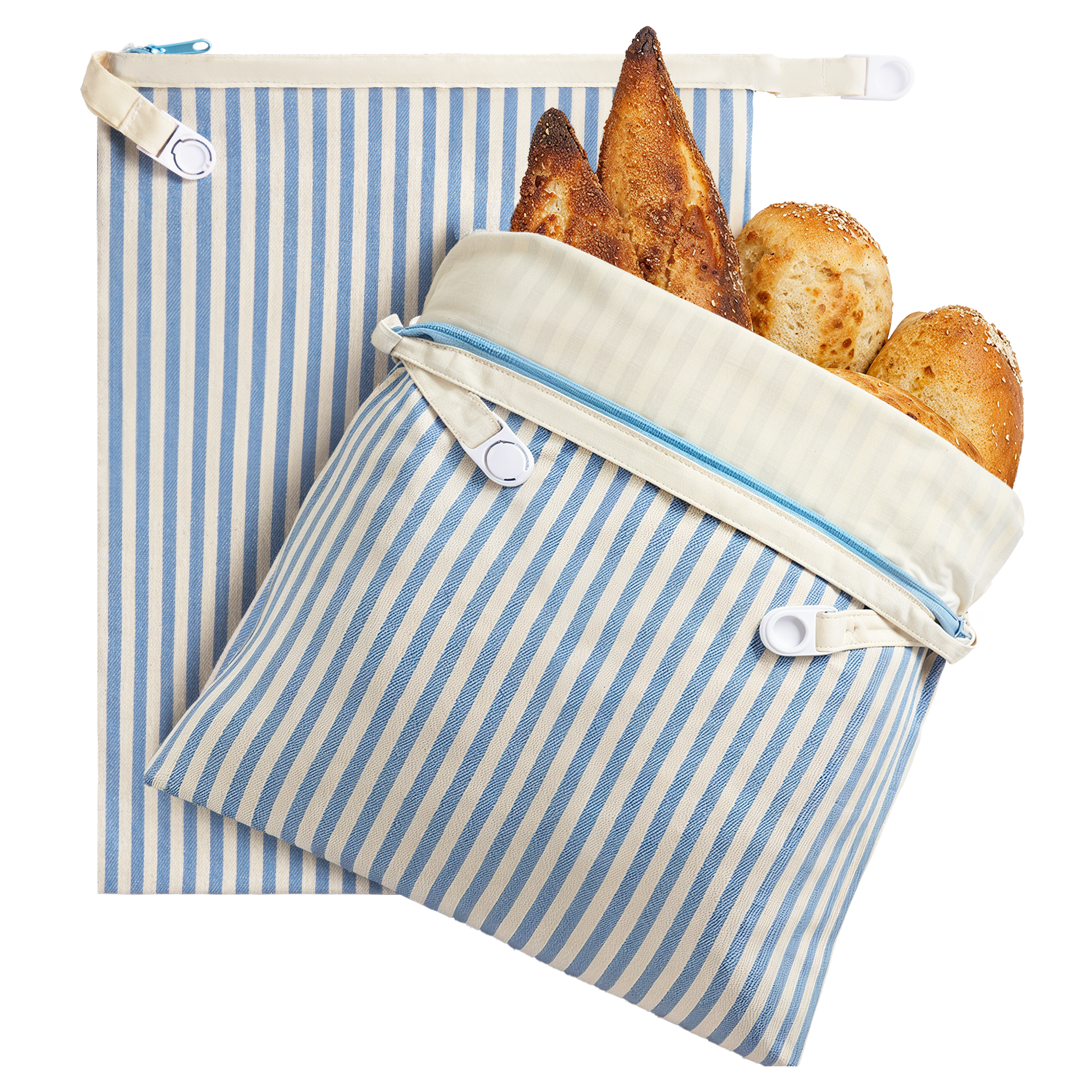 Organic Cotton & Beeswax Bread Bag with Zipper (2-Pack)