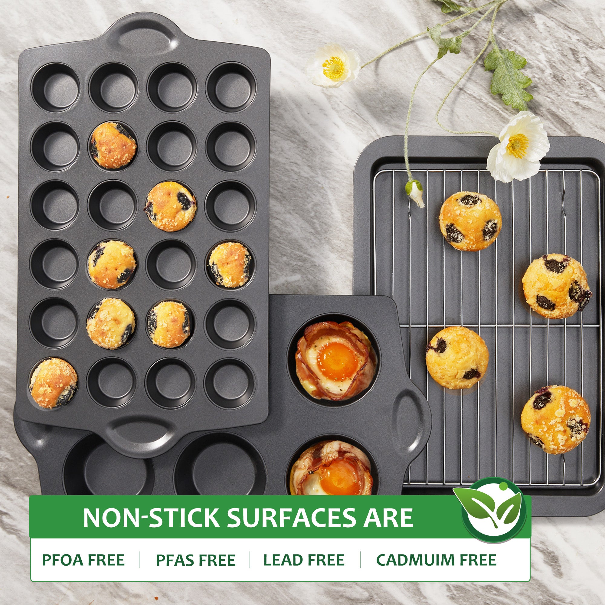 Nonstick Jumbo Muffin Pan, 6-Cup (2-Pack) with Cupcake Liner (120-Pack)