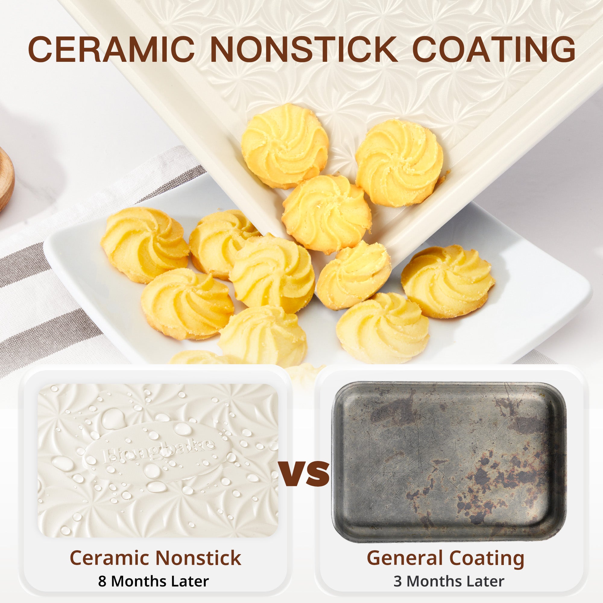 Floral Swirl Texture Nonstick Baking Sheet Set (3-Piece)