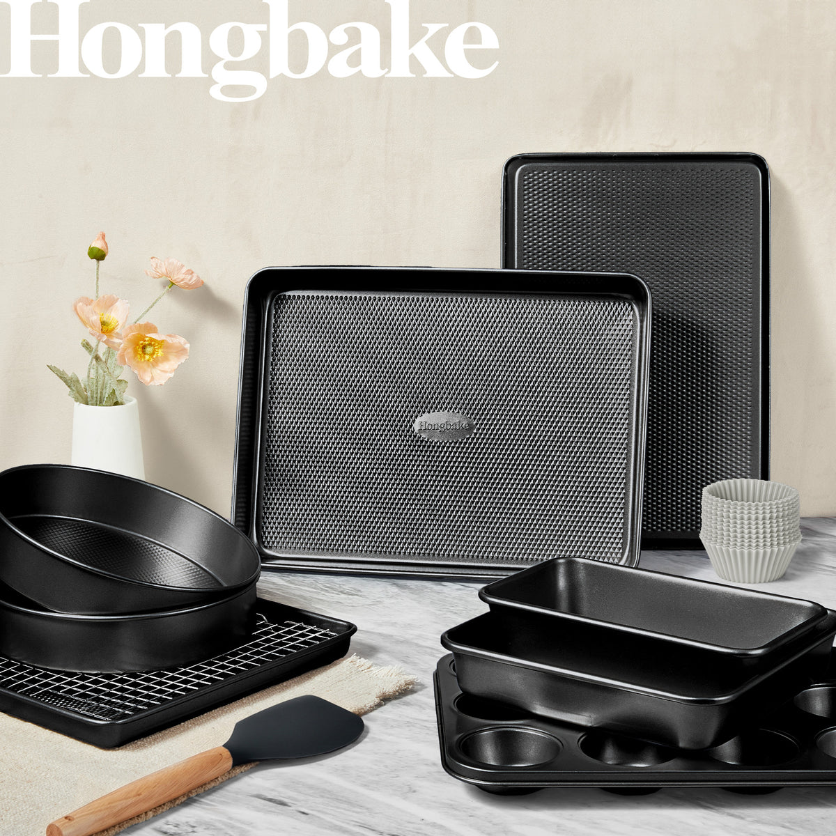Diamond Texture Nonstick Bakeware Set (22-Piece)