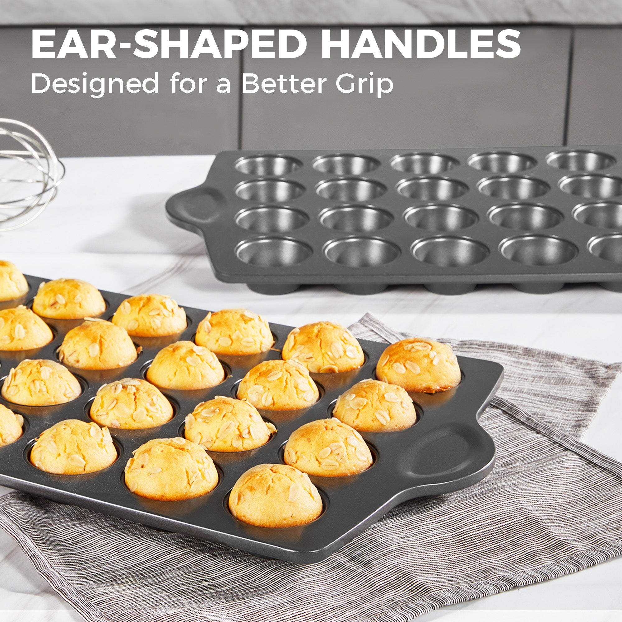 Nonstick Mini Muffin Pan, 24-Cup (2-Pack) with Cupcake Liner (240-Pack)