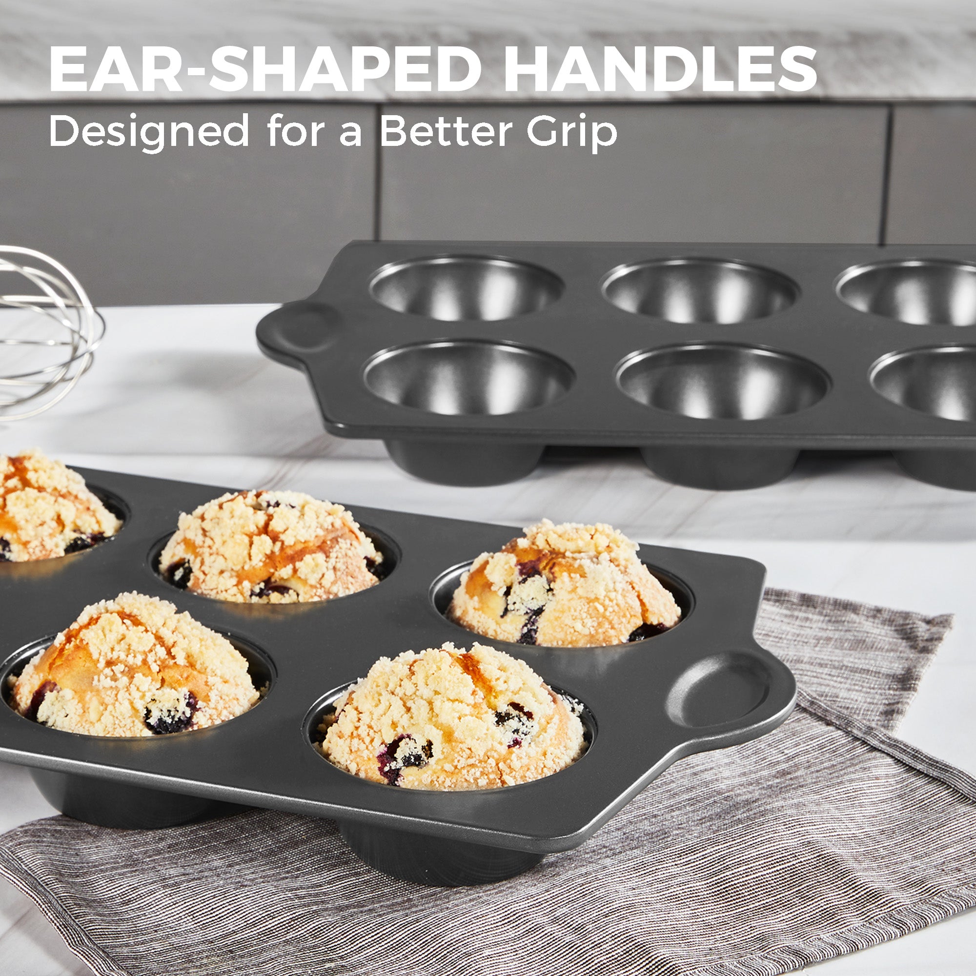 Nonstick Jumbo Muffin Pan, 6-Cup (2-Pack) with Cupcake Liner (120-Pack)