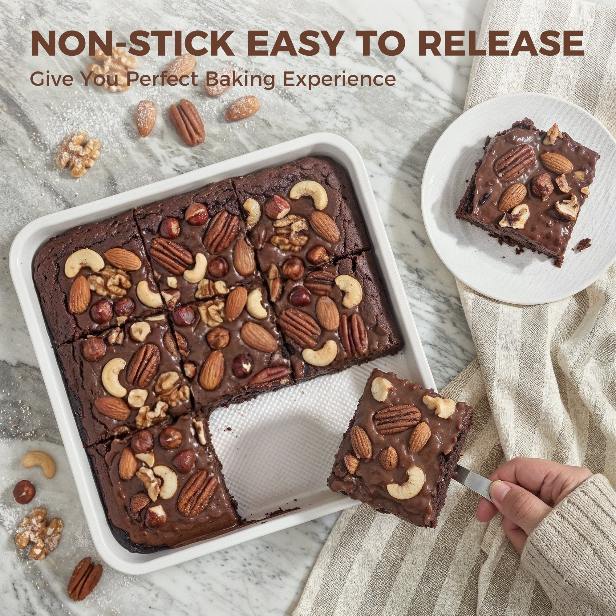 Diamond Texture Ceramic Nonstick Square Cake Pan, 9x9(2-Pack)