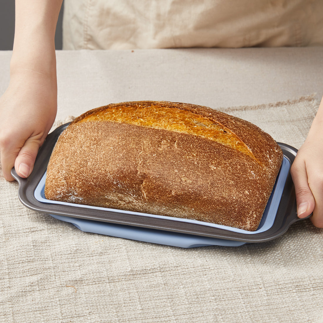 9x5 Inch Nonstick Silicone Bread Loaf Pan – Blue, Heavy Duty Steel Frame