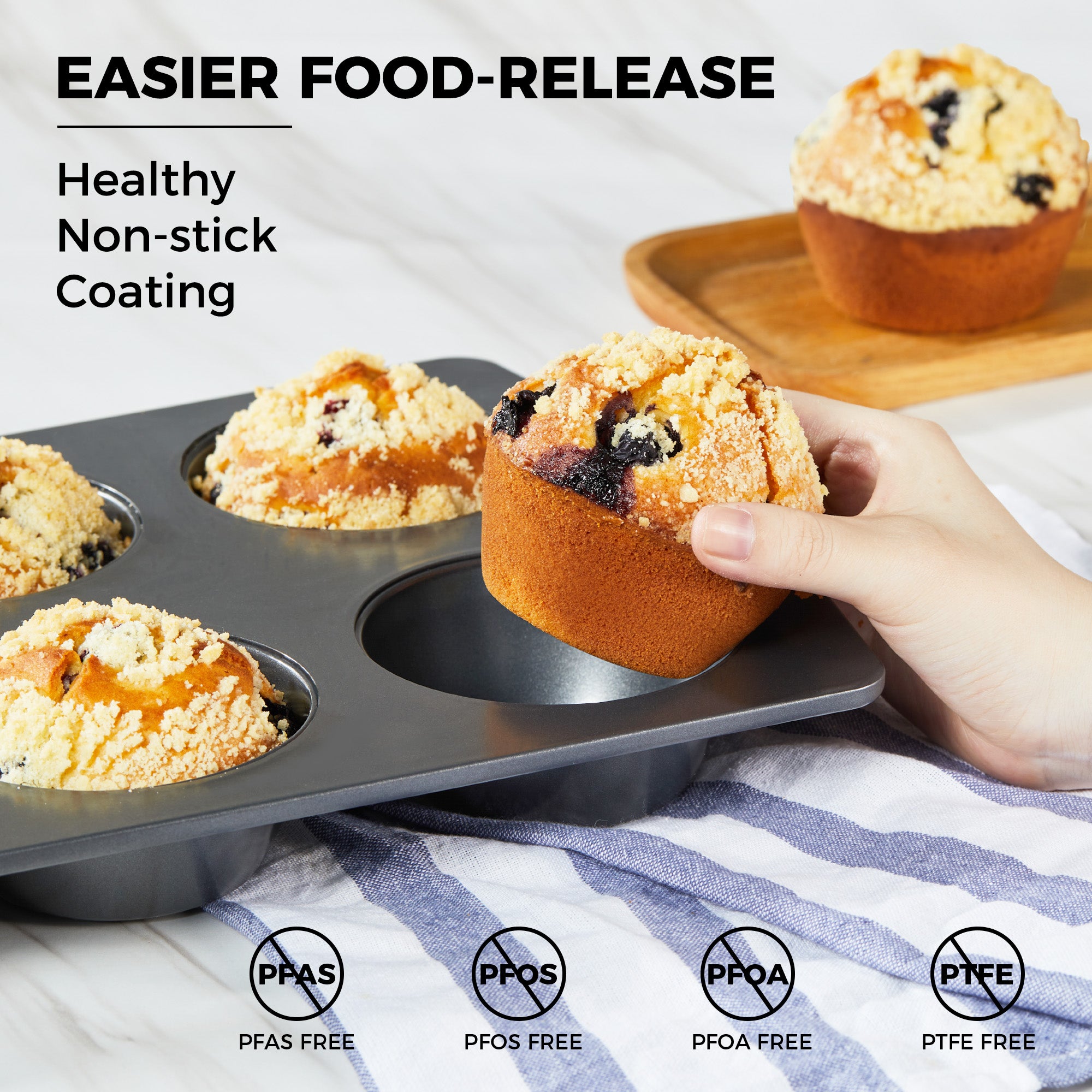 Nonstick Jumbo Muffin Pan, 6-Cup (2-Pack) with Cupcake Liner (120-Pack)