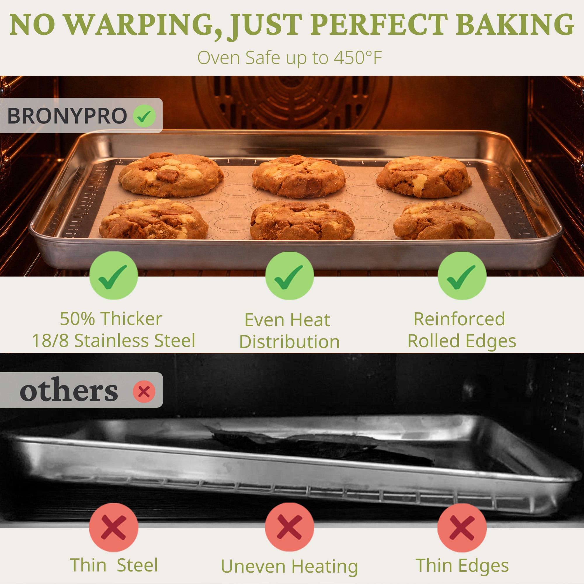 Mirror Finish Baking Sheet, Rack & Silicone Mat Set (6-Piece)