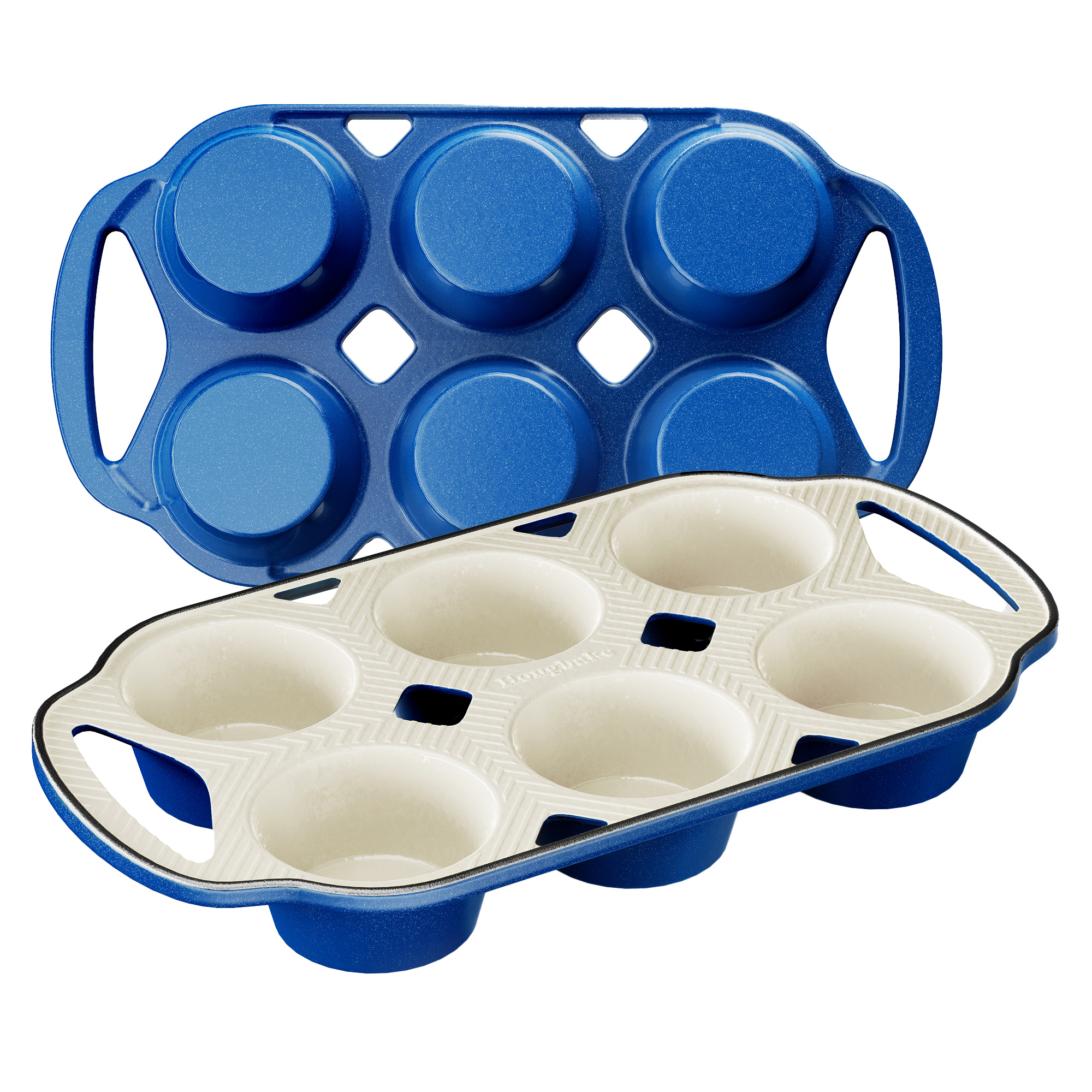 Enameled Cast Iron Muffin & Cupcake Pan with Handles 6-Cup (2-Pack)