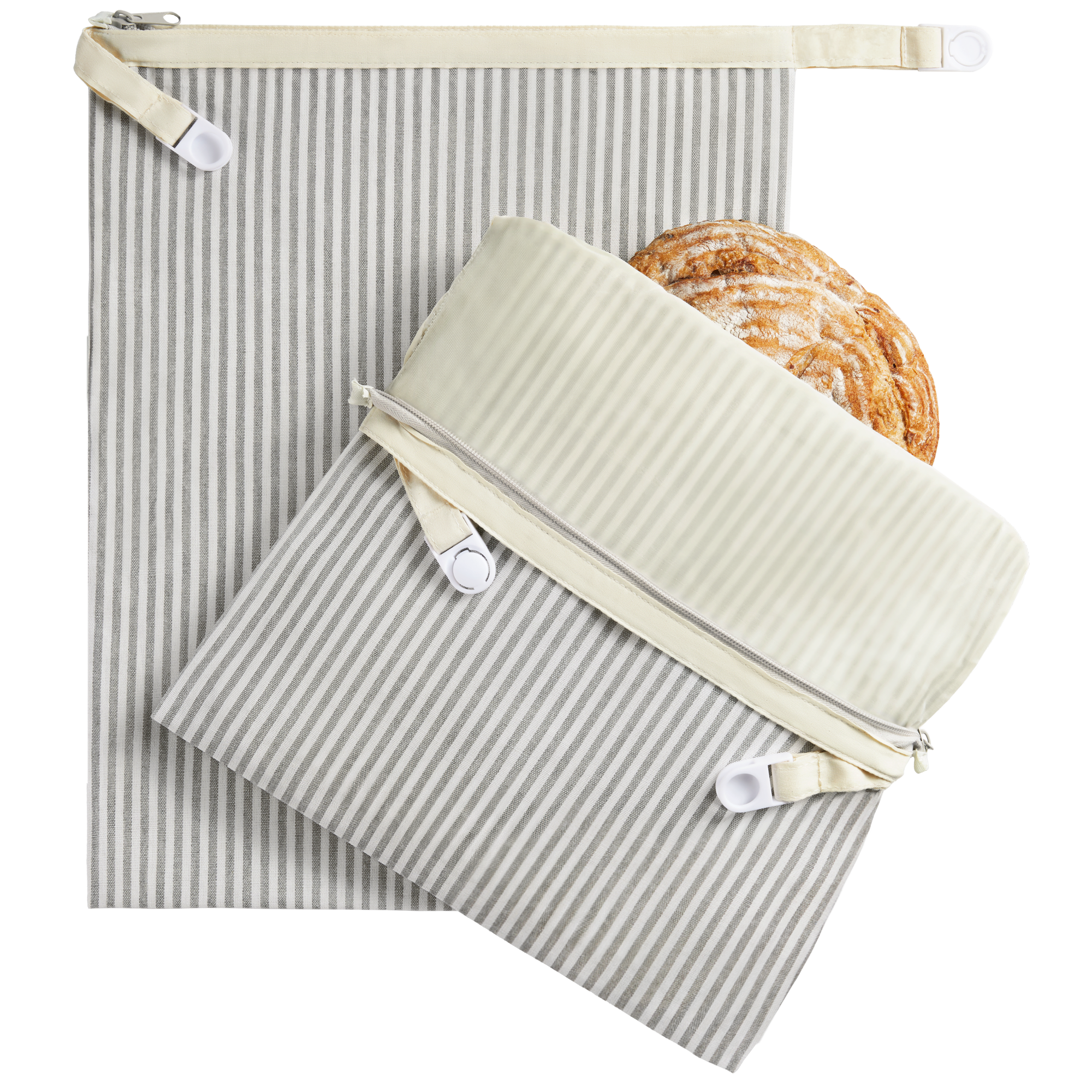 Organic Linen & Beeswax Bread Bag with Zipper (2-Pack)