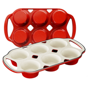Enameled Cast Iron Standard Muffin Pan, 6-Cup (2-Pack)