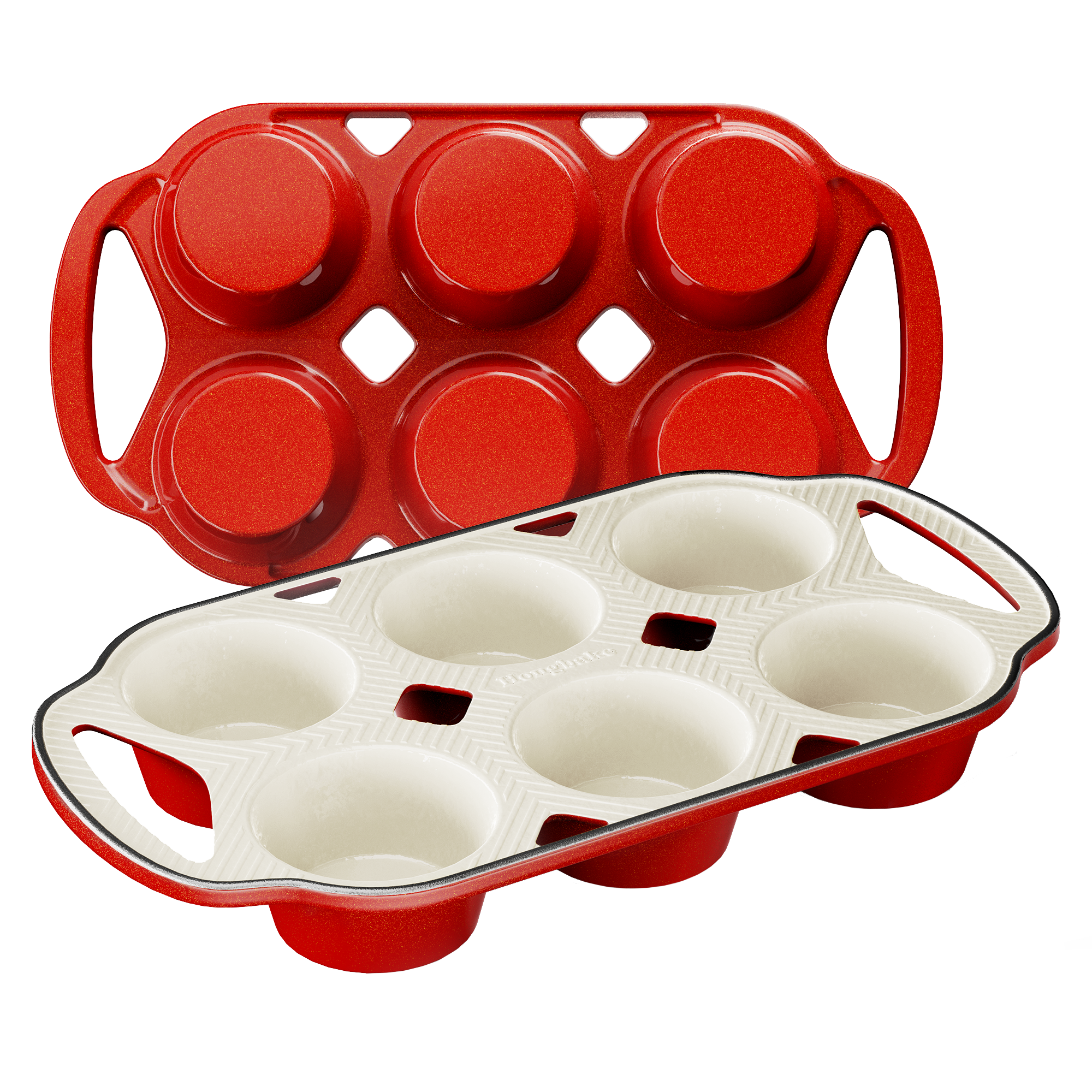 Enameled Cast Iron Muffin & Cupcake Pan with Handles 6-Cup (2-Pack)