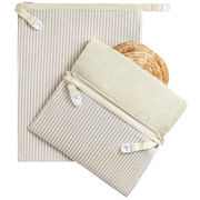 Organic Linen & Beeswax Bread Bag with Zipper (2-Pack)