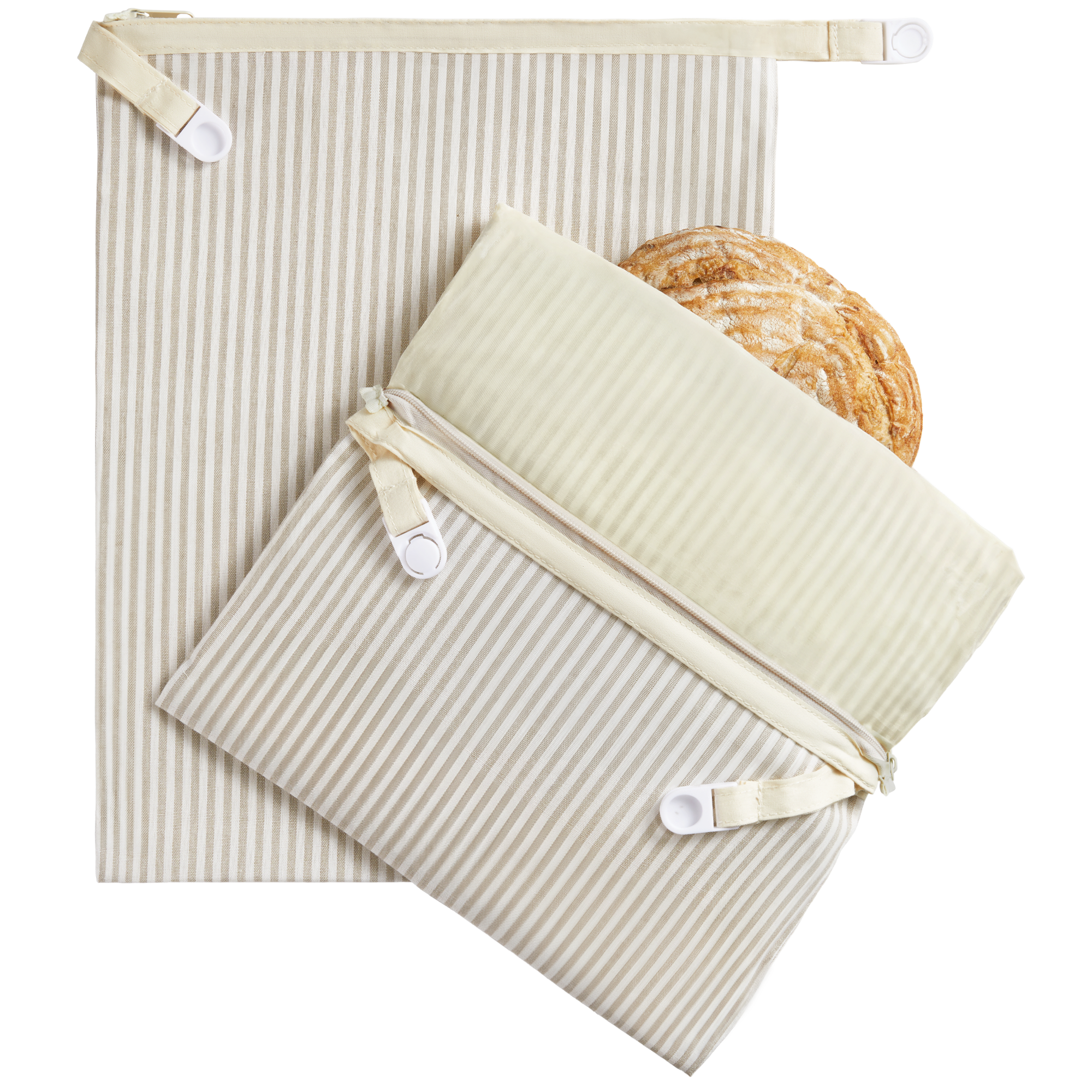Organic Linen & Beeswax Bread Bag with Zipper (2-Pack)