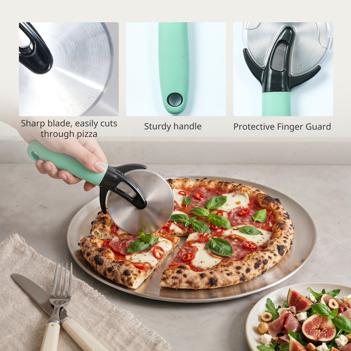 Stainless Steel Pizza Pan with Cutter (2-Pack)