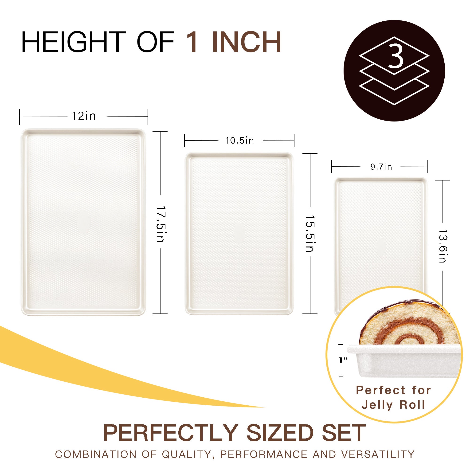 Diamond Texture Nonstick Baking Sheet Set (3-Piece)