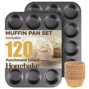 Muffin Pan with 120 Cupcake Liners, 12-Cup (2-Pack)