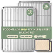 Mirror Finish Baking Sheet, Rack & Silicone Mat Set (6-Piece)