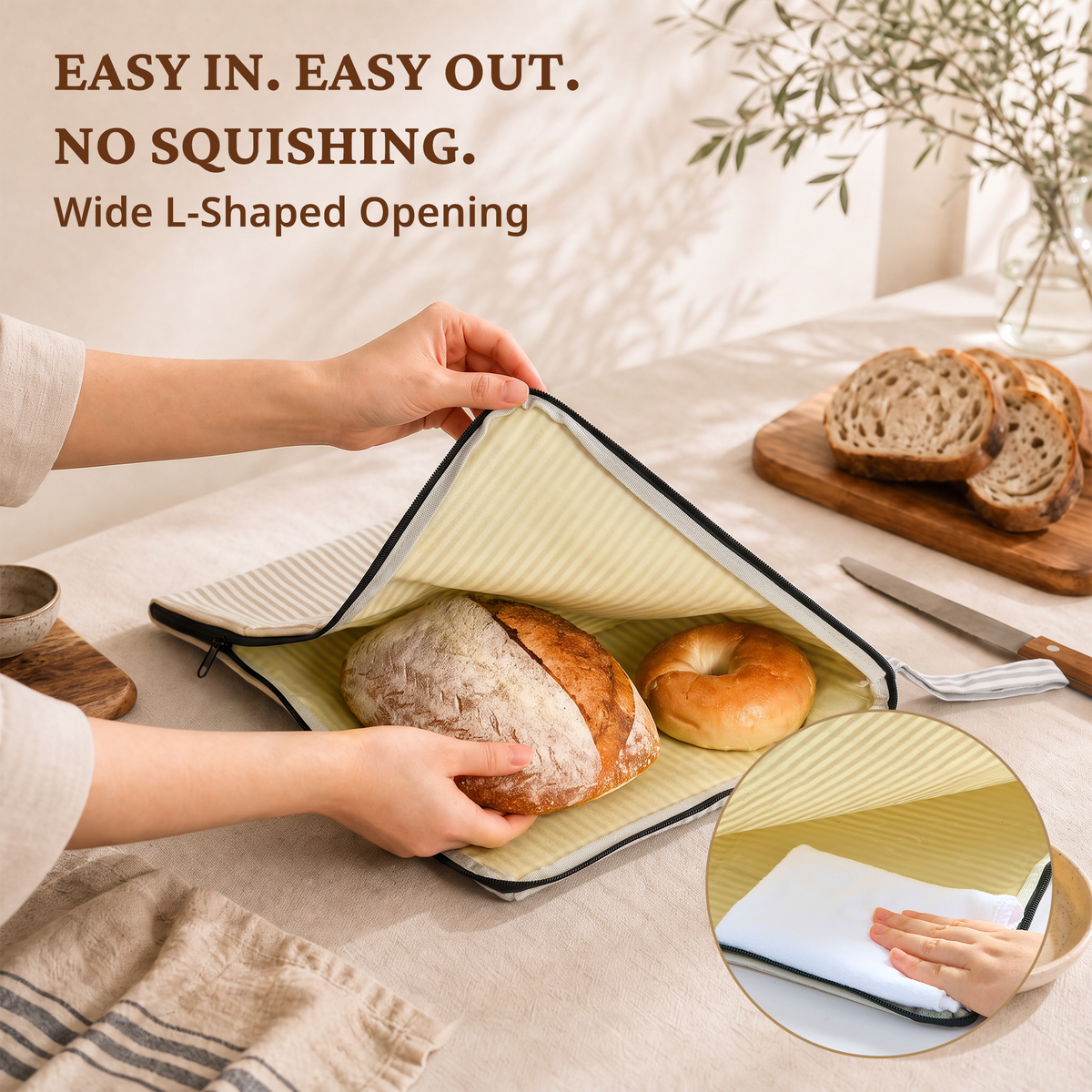 Beeswax Bread Bag with L-Shaped Zipper (2-Pack)
